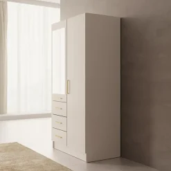 Draaideurkasten-Meubella - Komodo - Kledingkast met 2 deuren - Beige - 101x61x201 cm