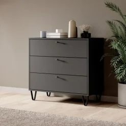 Ladekasten|Ladekasten-Meubella - Ladekast Apula - Antraciet - 84 cm