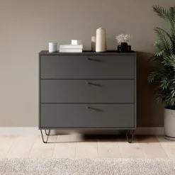 Ladekasten|Ladekasten-Meubella - Ladekast Apula - Antraciet - 84 cm