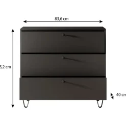 Ladekasten|Ladekasten-Meubella - Ladekast Apula - Antraciet - 84 cm