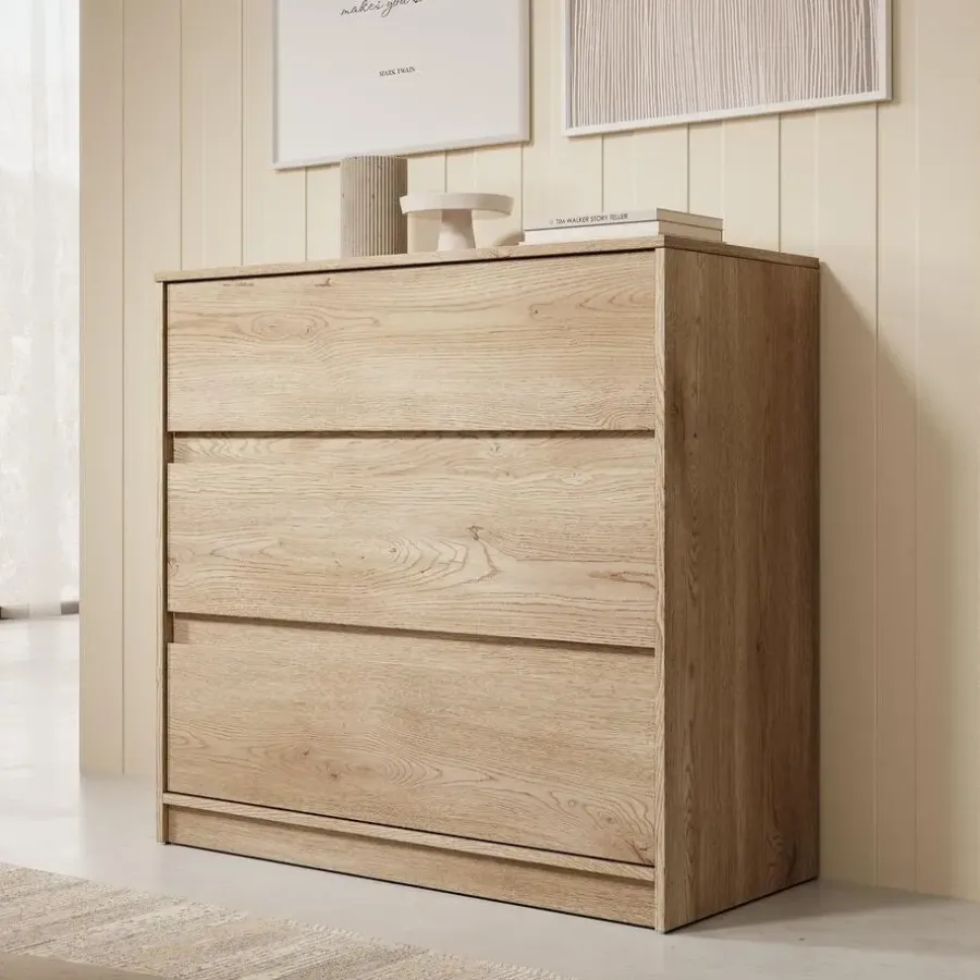Ladekasten|Ladekasten-Meubella - Ladekast Cuarto - Eiken - 91 cm