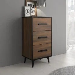 Ladekasten|Ladekasten-Meubella - Ladekast Frey - Donker eiken - Zwart - 47 cm