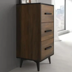Ladekasten|Ladekasten-Meubella - Ladekast Frey - Donker eiken - Zwart - 47 cm