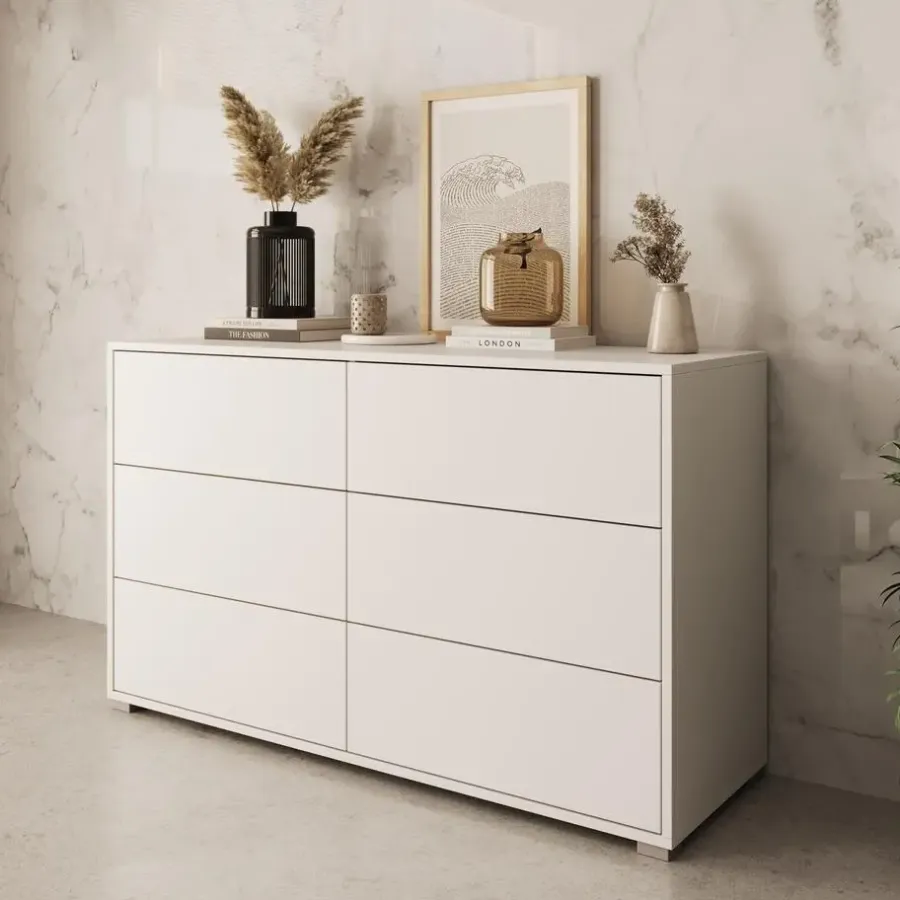Ladekasten|Ladekasten-Meubella - Ladekast Gideon - Wit - 120 cm