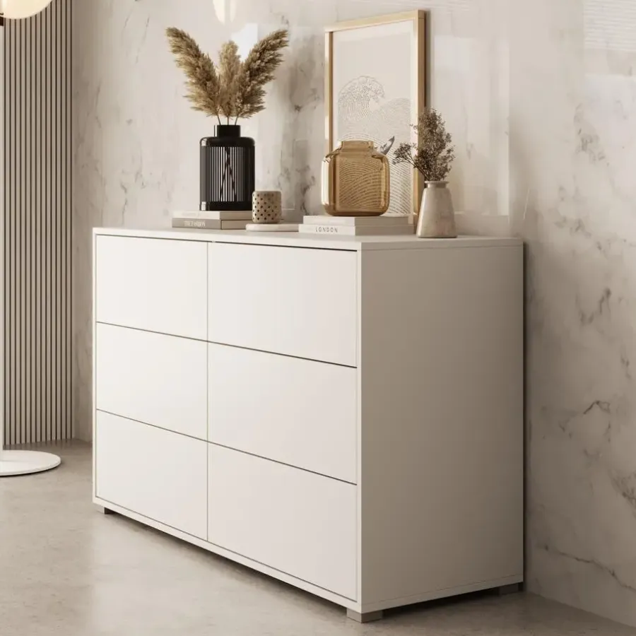 Ladekasten|Ladekasten-Meubella - Ladekast Gideon - Wit - 120 cm