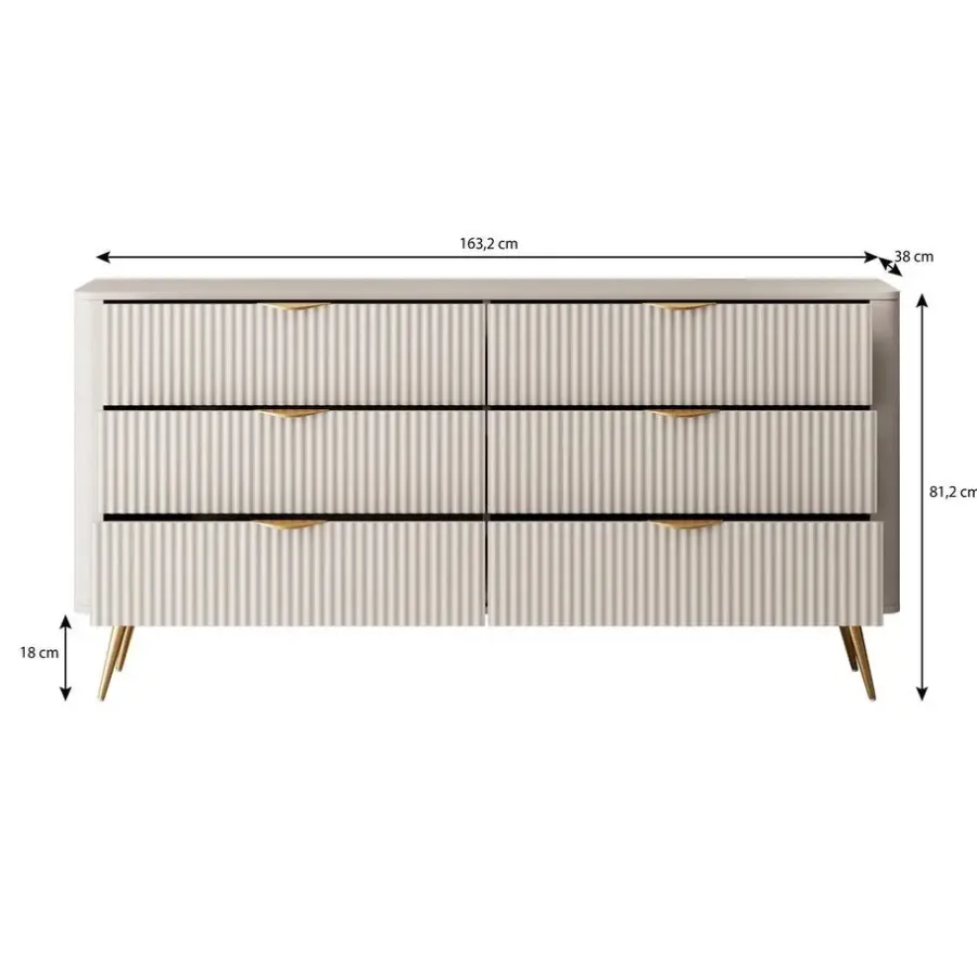 Meubella - Ladekast Lima - Beige - 163 cm