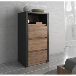 Ladekasten|Ladekasten-Meubella - Ladekast Monaco - Eiken - Grijs - 50 cm