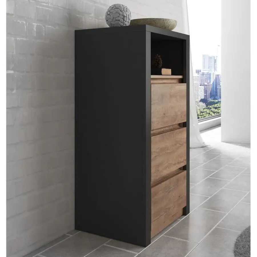 Ladekasten|Ladekasten-Meubella - Ladekast Monaco - Eiken - Grijs - 50 cm