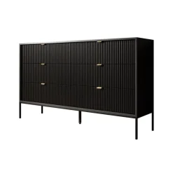 Ladekasten|Ladekasten-Meubella - Ladekast Navil - Zwart - 154 cm