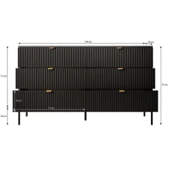 Ladekasten|Ladekasten-Meubella - Ladekast Navil - Zwart - 154 cm