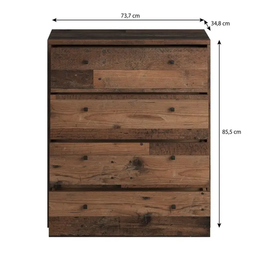 Meubella - Ladekast Tonga - Old wood - 74 cm