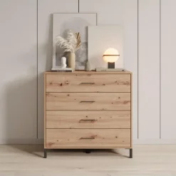 Ladekasten|Ladekasten-Meubella - Ladekast Vidor - Eiken - 93 cm