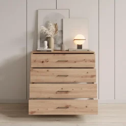 Ladekasten|Ladekasten-Meubella - Ladekast Vidor - Eiken - 93 cm