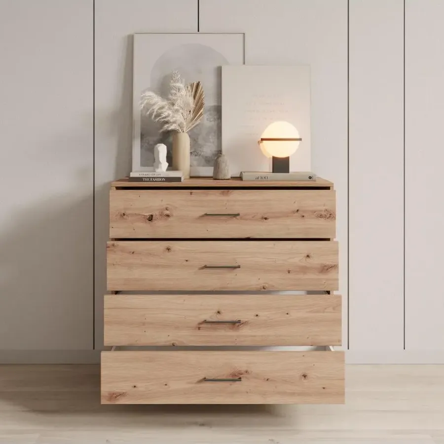 Ladekasten|Ladekasten-Meubella - Ladekast Vidor - Eiken - 93 cm