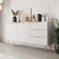 Dressoirs-Meubella - Lima - Dressoir - Wit - 163 cm