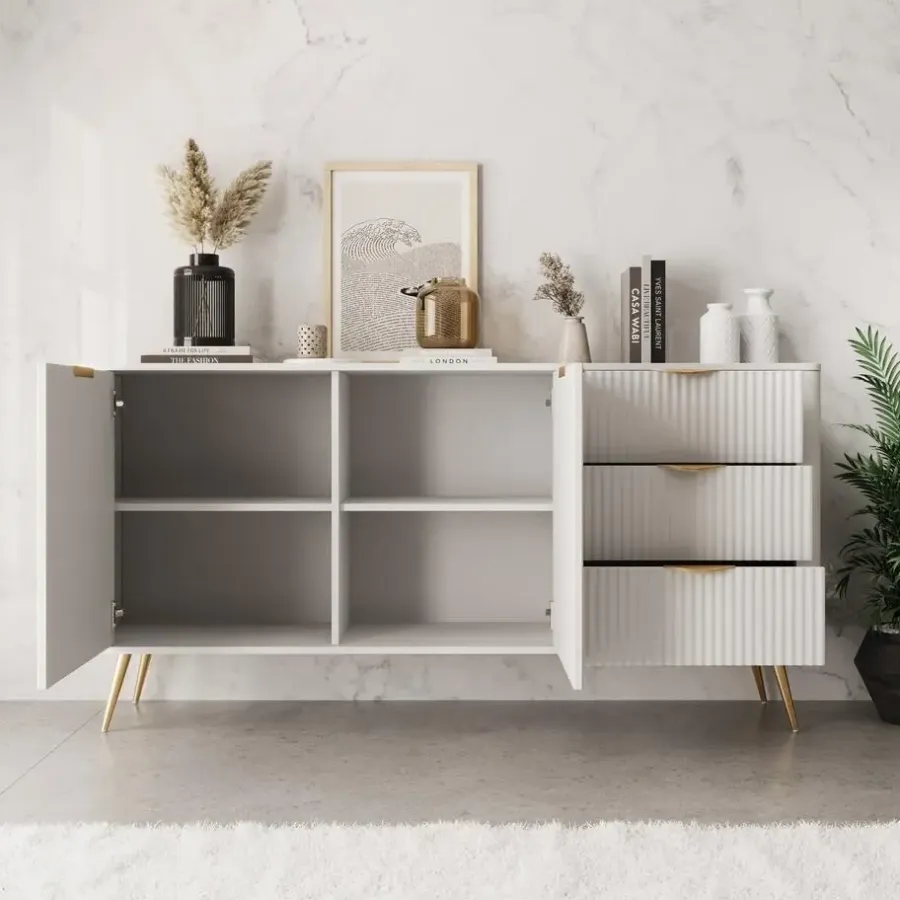 Dressoirs-Meubella - Lima - Dressoir - Wit - 163 cm