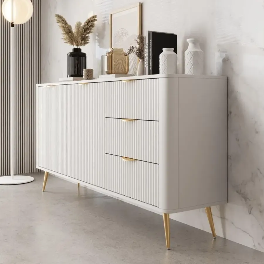 Dressoirs-Meubella - Lima - Dressoir - Wit - 163 cm