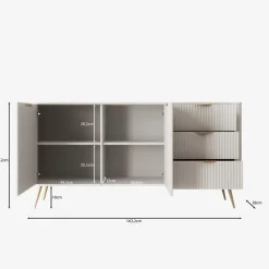 Dressoirs-Meubella - Lima - Dressoir - Wit - 163 cm