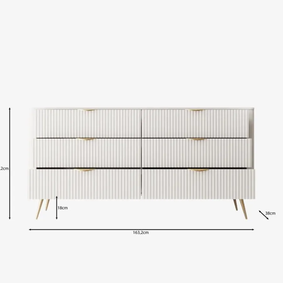 Ladekasten|Ladekasten-Meubella - Lima - Ladekast - Wit - 163 cm