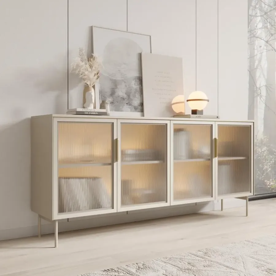 Meubella - Lomo - Dressoir - Beige - 181 cm