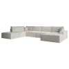 Meubella - Manolo - Hoekbank 5-zits met chaise longue - Stof beige - Rechts