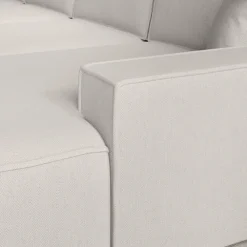Meubella - Manolo - Hoekbank 5-zits met chaise longue - Stof beige - Rechts