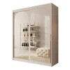 Meubella - Moniq - Kledingkast met 2 schuifdeuren - Beige - 180x65x215 cm