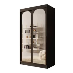 Meubella - Moniq - Kledingkast met 2 schuifdeuren - Zwart - 120x65x215 cm
