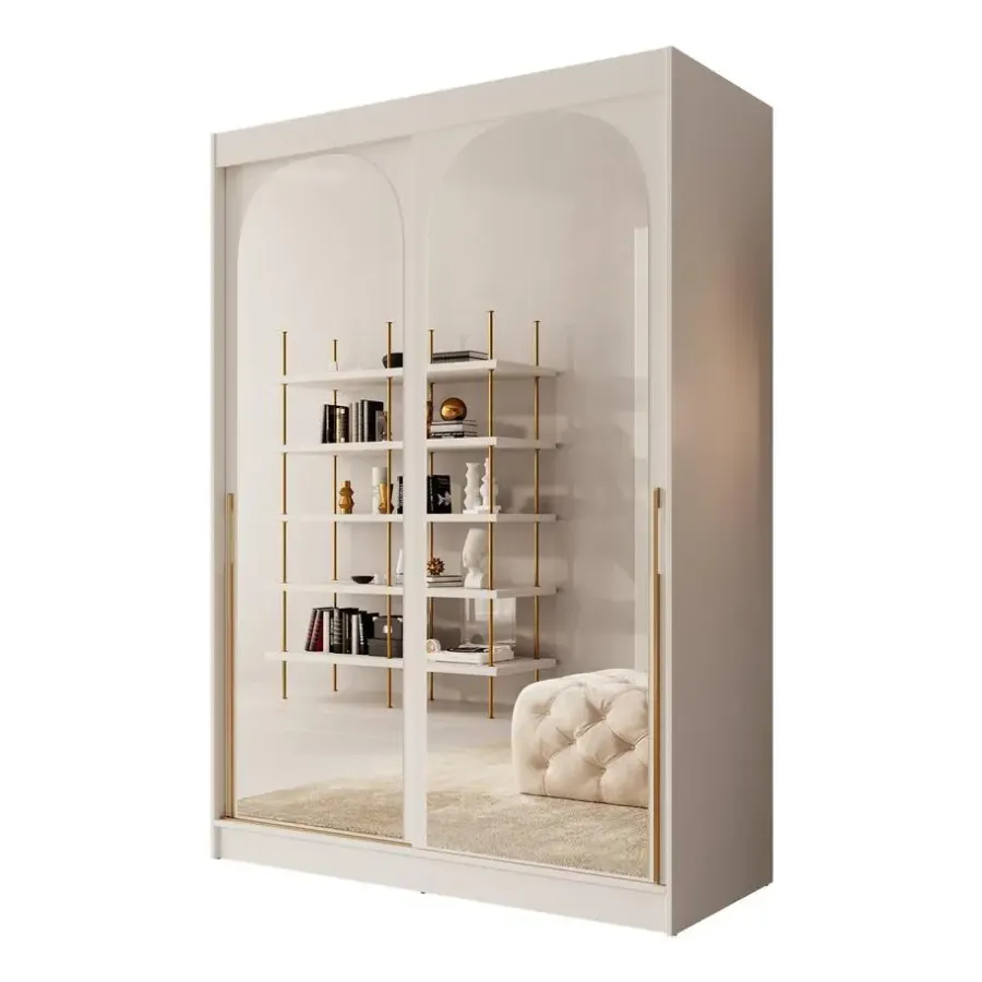 Schuifdeurkasten-Meubella - Moniq - Kledingkast met schuifdeuren - Wit - 150x65x215 cm