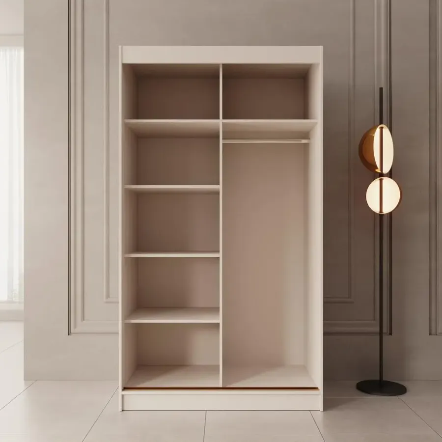 Meubella - Moniq - Kledingkast met 2 schuifdeuren - Beige - 120x65x215 cm