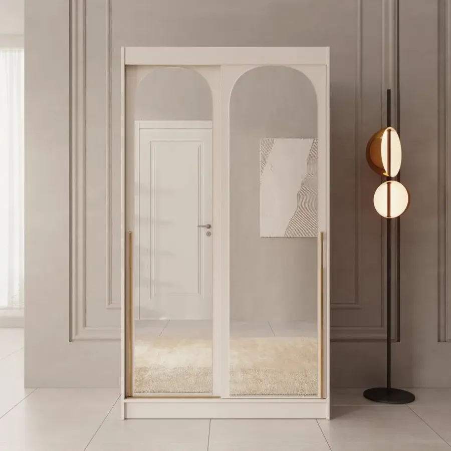 Meubella - Moniq - Kledingkast met 2 schuifdeuren - Beige - 120x65x215 cm