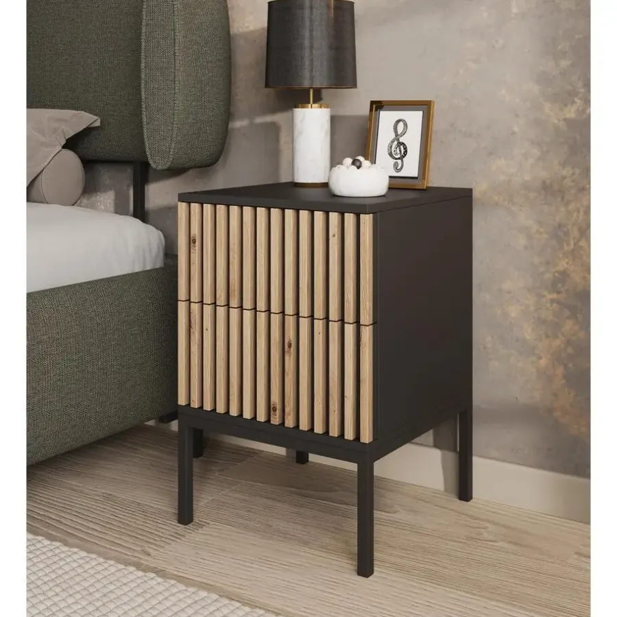Nachtkastjes|Nachtkastjes-Meubella - Nachtkastje Marbella - Zwart - 40 cm