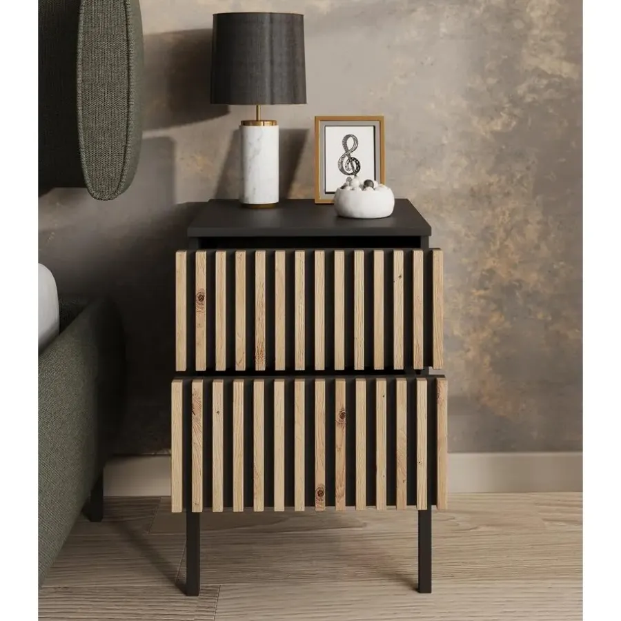 Nachtkastjes|Nachtkastjes-Meubella - Nachtkastje Marbella - Zwart - 40 cm