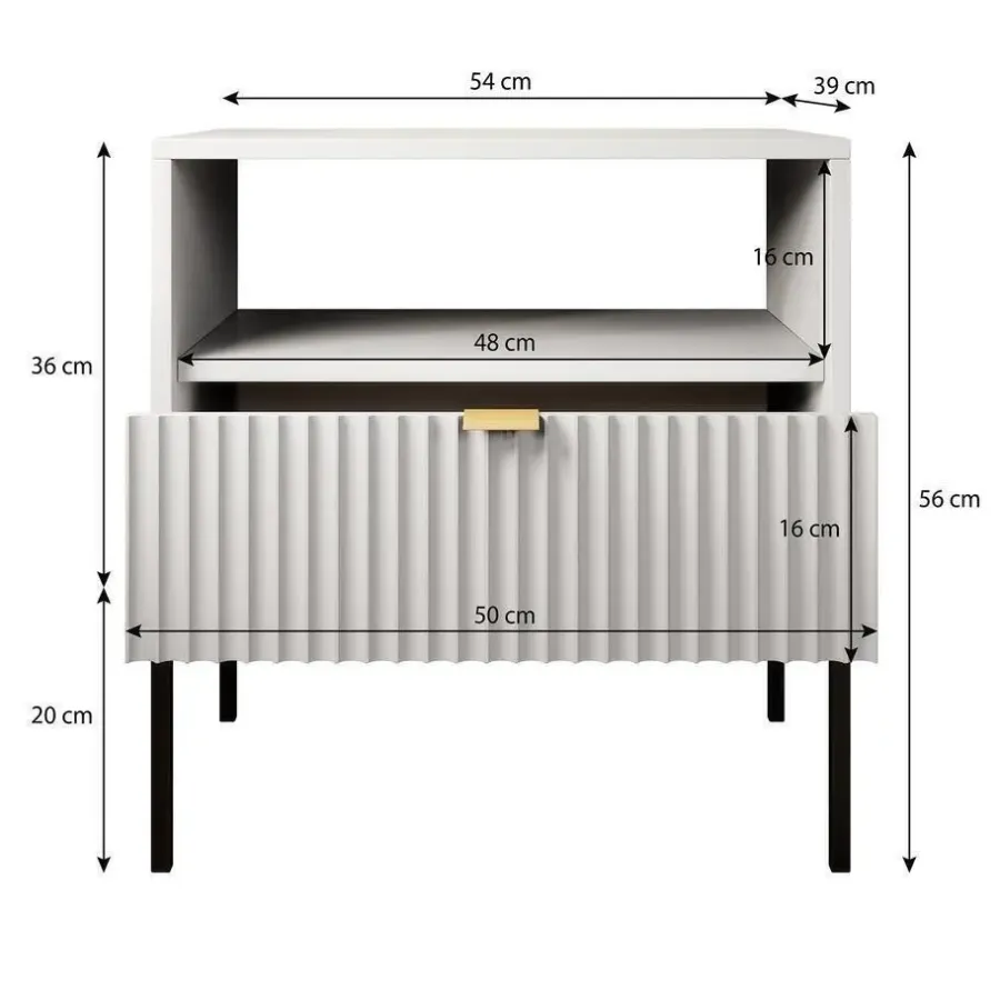 Meubella - Nachtkastje Navil - Zwart - 54 cm
