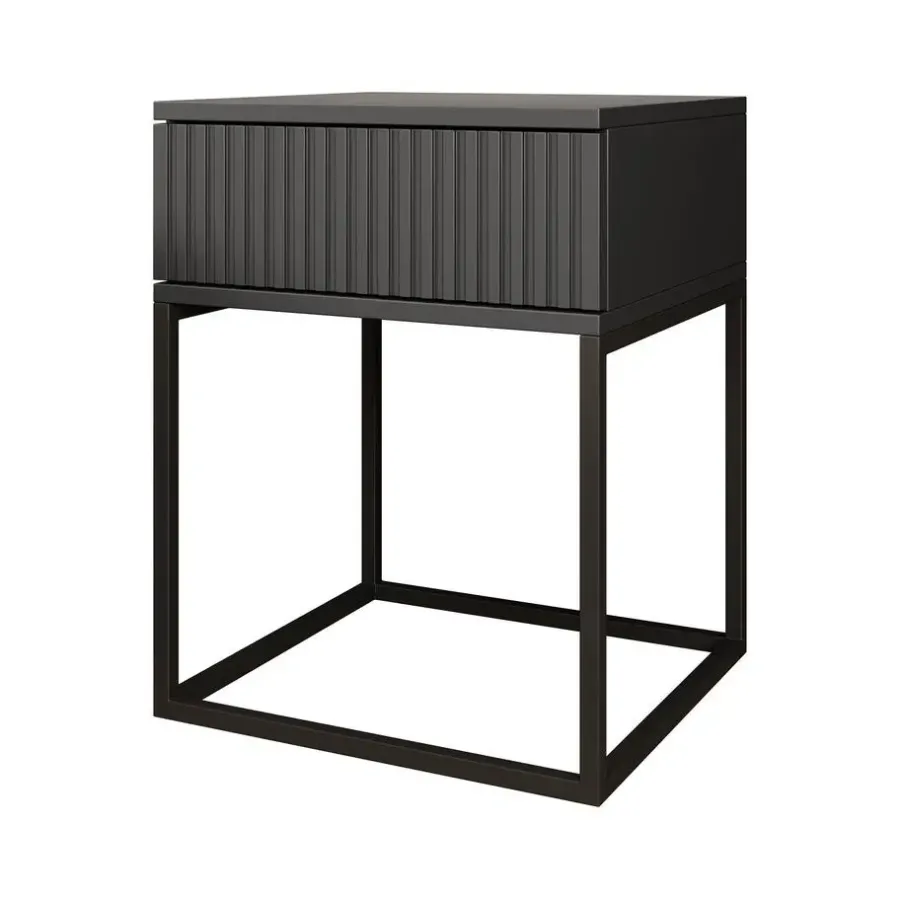 Meubella - Nachtkastje Sylvester 1 - Antraciet - 40 cm