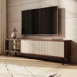 Tv Meubels-Meubella - Riverhead - TV-Meubel - Beige/Eiken - 180 cm