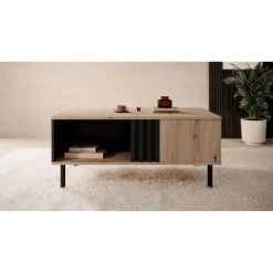 Salontafels-Meubella - Salontafel Marcos - Eiken - Antraciet - 100 cm