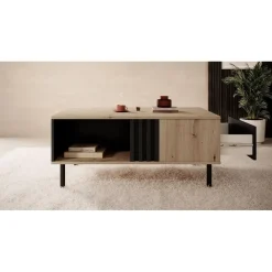 Salontafels-Meubella - Salontafel Marcos - Eiken - Antraciet - 100 cm