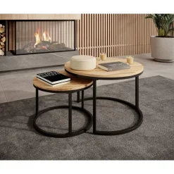 Salontafels-Meubella - Salontafel Ovalo - Eiken - set van 2