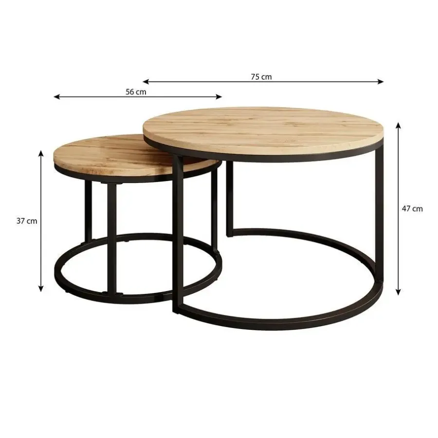 Salontafels-Meubella - Salontafel Ovalo - Eiken - set van 2