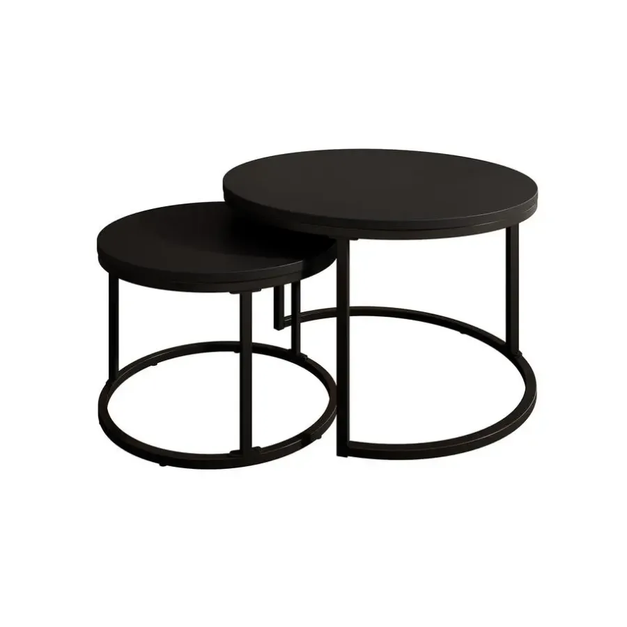 Salontafels-Meubella - Salontafel Ovalo - Mat zwart - set van 2