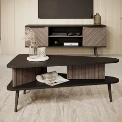 Salontafels-Meubella - Salontafel Pedro - Donker eiken - Zwart eiken - 100 cm