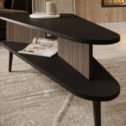 Salontafels-Meubella - Salontafel Pedro - Donker eiken - Zwart eiken - 100 cm