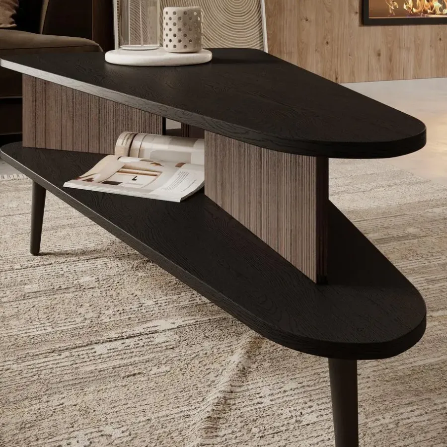 Salontafels-Meubella - Salontafel Pedro - Donker eiken - Zwart eiken - 100 cm