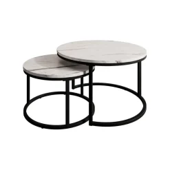 Meubella - Salontafel Rica - Wit marmerlook - Set van 2