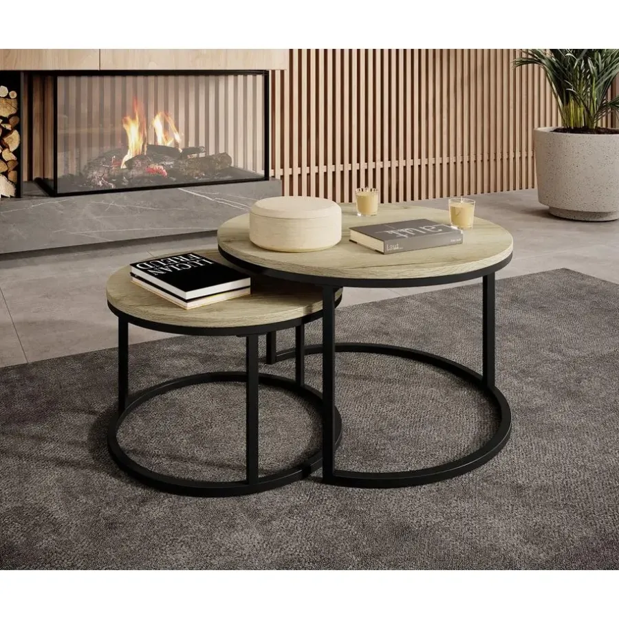 Salontafels-Meubella - Salontafel Rica - Eiken - Set van 2