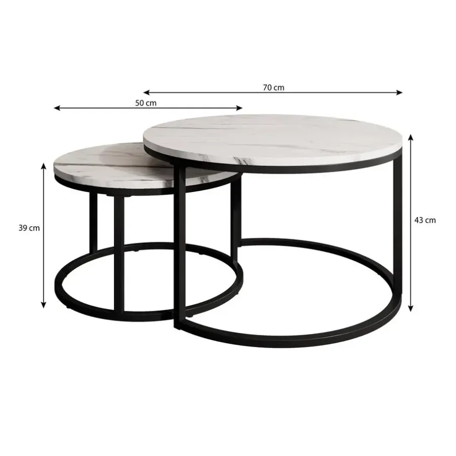 Salontafels-Meubella - Salontafel Rica - Grijs marmerlook - Set van 2