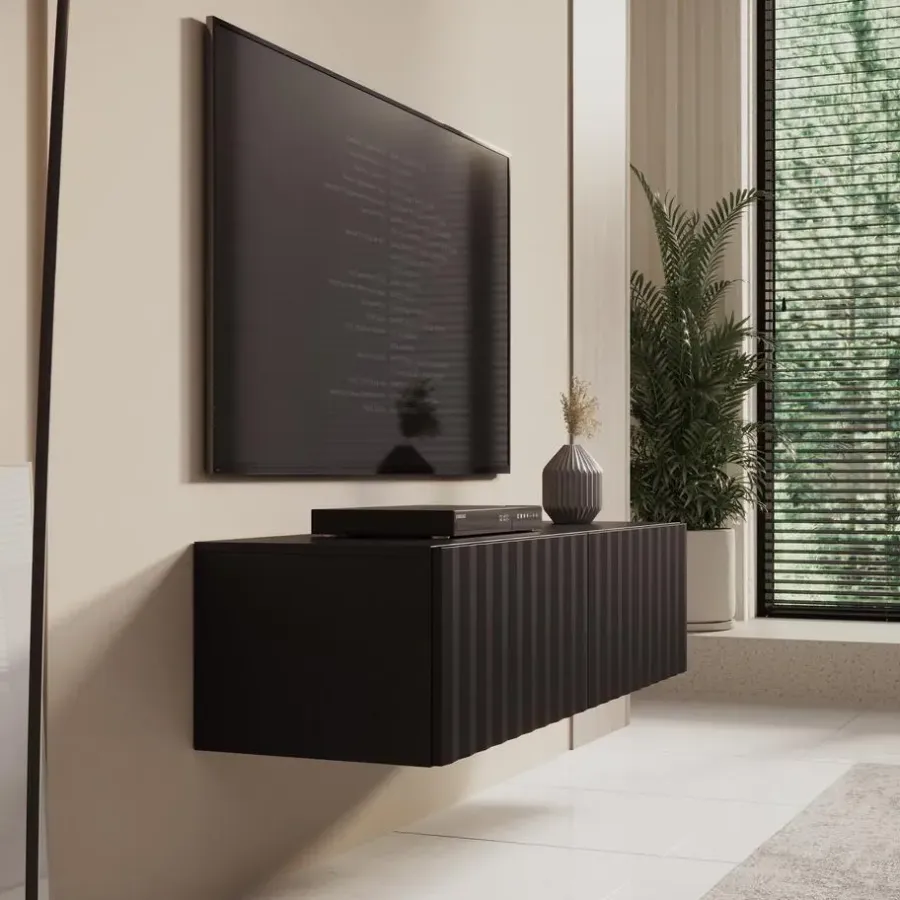 Tv Meubels-Meubella - TV-Meubel Angelina - Zwart - 128 cm