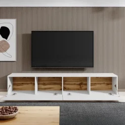 Tv Meubels-Meubella - TV-Meubel Asilento - Mat wit - 180 cm