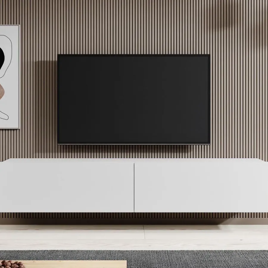 Tv Meubels-Meubella - TV-Meubel Asilento - Mat wit - 180 cm